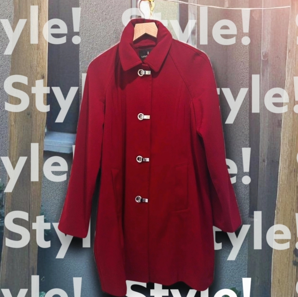 Chic Red London Fog Trench Coat for Women